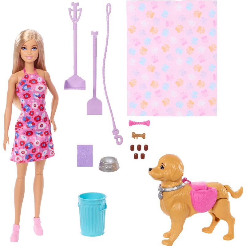 slide 5 of 6, Barbie “Malibu” Walk & Potty Pup Toy Set, Includes Doll, Walking Pet Dog with Potty Feature, & Accessories, 1 ct