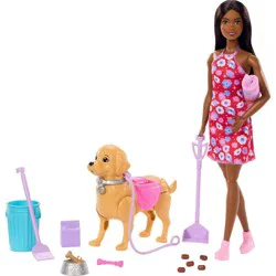 Barbie “Brooklyn” Walk & Potty Pup Toy Set, Includes Doll, Walking Dog with Potty Feature, & Pet Accessories