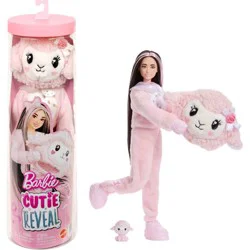 Barbie Cutie Reveal Doll & Accessories, Cuddly Series Lamb with 10 Surprises
