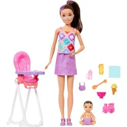 Barbie Skipper Babysitters Inc. Playset with Skipper Doll, Toddler Doll, High Chair & 8 Accessories