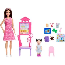 Barbie Careers Teacher Playset with Teacher Fashon Doll, Toddler Doll, Classroom Board & Accessories