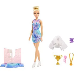 Barbie Ice Skating Doll with Spinning Platform and 5 Themed Accessories