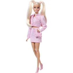 Barbie Deluxe Style Fashion Doll #9 in Matching Pink Denim Jacket & Skirt Set, Blonde