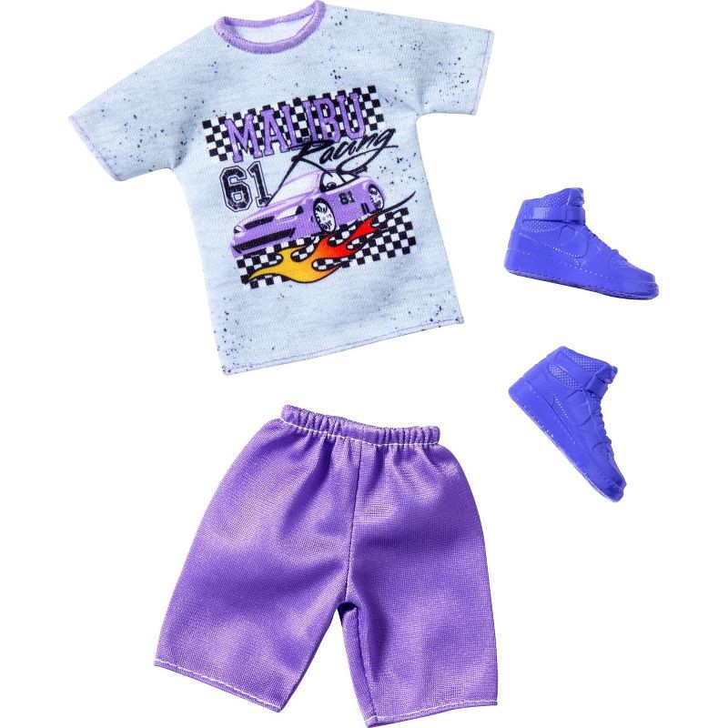slide 1 of 1, Barbie LKS Racecar Fashion Doll Barbie Fashions Pack: Ken Doll Clothes, Race Car Shirt, Shorts, Shoes, 3 & Up, 1 ct