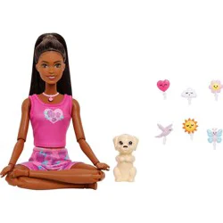 Barbie Mindful Moves Fashion Doll in Yoga Clothes with Audio, Lights and Music, Black Hair and Pet