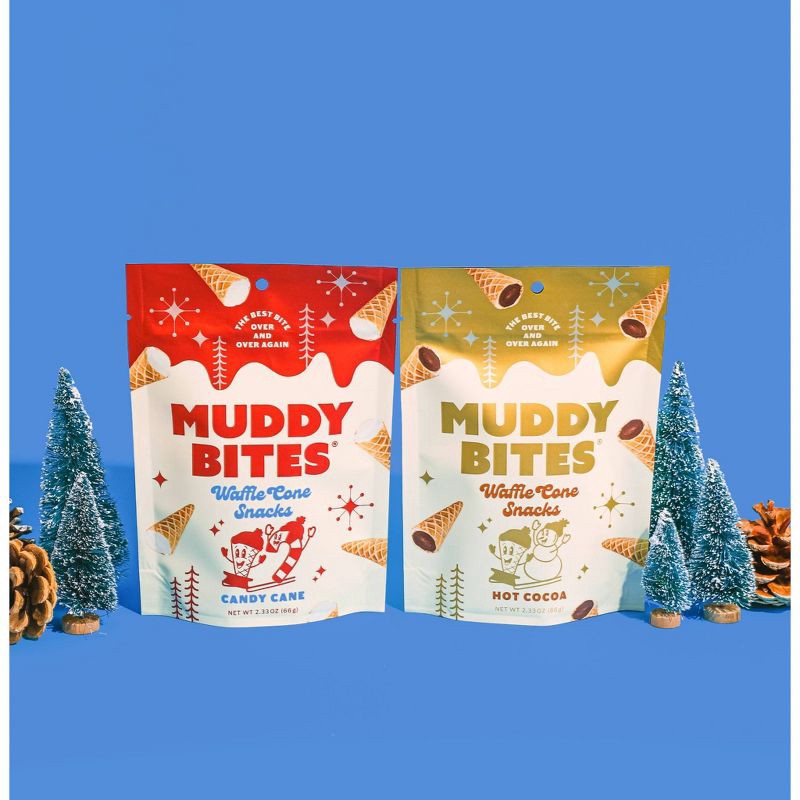 slide 5 of 5, MUDDY BITES Hot Christmas Cocoa Waffle Cone Cookies Snacks - 2.33oz, 2.33 oz