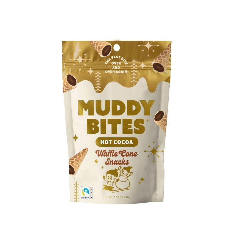 slide 1 of 5, MUDDY BITES Hot Christmas Cocoa Waffle Cone Cookies Snacks - 2.33oz, 2.33 oz
