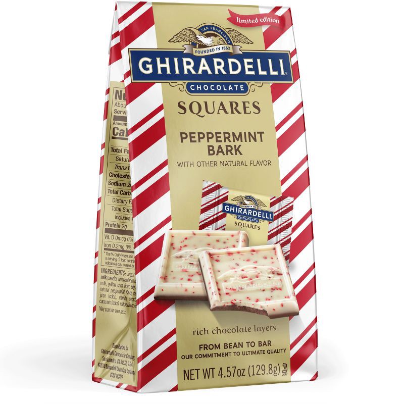 slide 2 of 7, Ghirardelli Christmas Candy Peppermint Bark Milk Chocolate Squares - 4.57oz, 4.57 oz