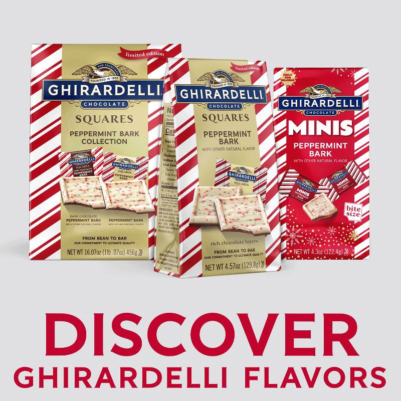 slide 3 of 7, Ghirardelli Christmas Candy Peppermint Bark Milk Chocolate Squares - 4.57oz, 4.57 oz