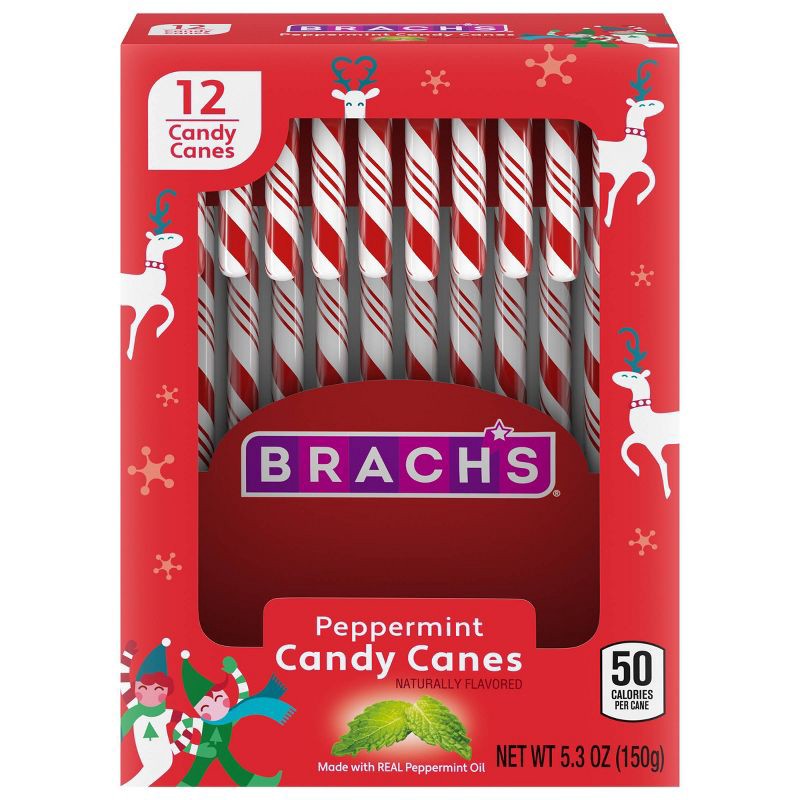 slide 1 of 9, Brach's Peppermint Christmas Candy Canes - 5.3oz/12ct, 5.3 oz, 12 ct