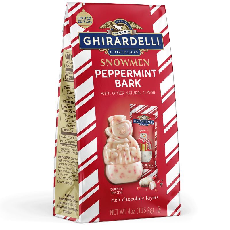 slide 2 of 7, Ghirardelli Christmas Peppermint Bark Chocolate Snowmen - 4oz, 4 oz