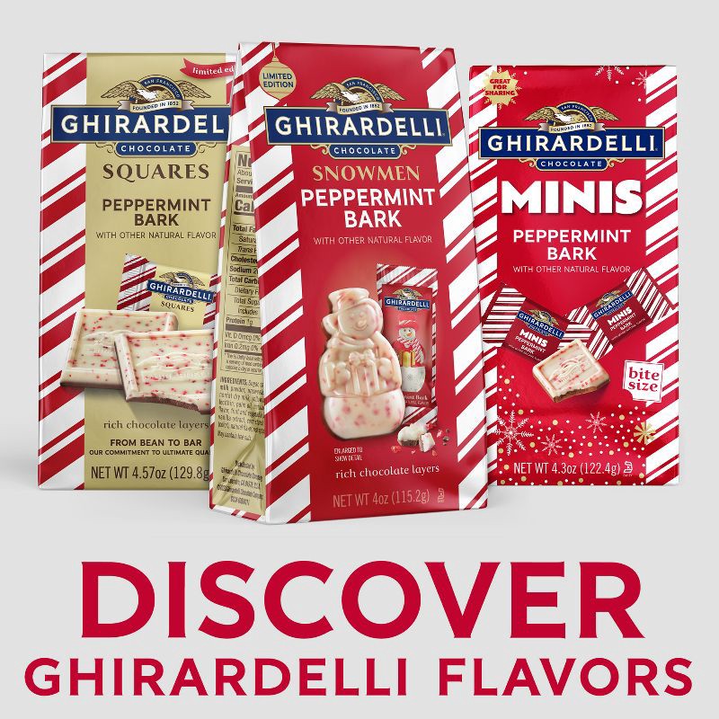 slide 3 of 7, Ghirardelli Christmas Peppermint Bark Chocolate Snowmen - 4oz, 4 oz