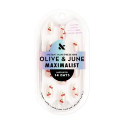 Olive & June Press-On Fake Nails - Maximalist - M Almond - Puffy Cherry Chrome French - 42ct