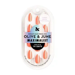 Olive & June Press-On Fake Nails - Maximalist - M Almond - Papaya Chrome - 42ct