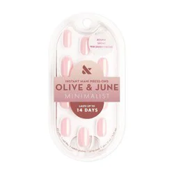 Olive & June Press-On Fake Nails - Minimalist - S Round - Pink Sands Chrome - 42ct