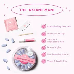 Olive & June Press-On Fake Nails - Minimalist - S Round - Pink Sands Chrome - 42ct