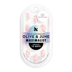 Olive & June Press-On Fake Nails - Maximalist - S Round - Pink Puffy Swirls - 42ct: Gloss, Almond Shape