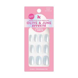 Olive & June Press-On Fake Nails - Effects Tabs - S Round - Sky Chrome - 32ct