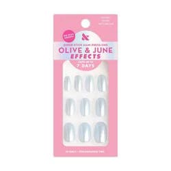 Olive & June Press-On Fake Nails - Effects Tabs - S Round - Sky Chrome - 32ct