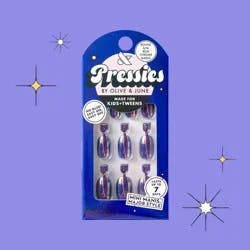 Olive & June Kids' Press-On - S/M - Blue Chrome Magic - 28ct