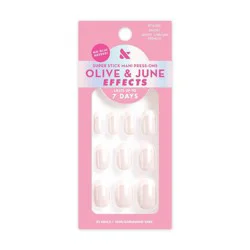 Olive & June Press-On Fake Nails - Effects Tabs - S Round - White Chrome French - 32ct