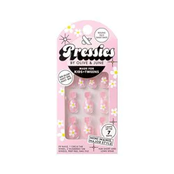 Olive & June Kids' Press-On - XS/S - Daisy Days - 28ct: Aged Brass Finish, Almond Shape, Gloss Finish