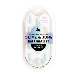 Olive & June Press-On Fake Nails - Maximalist - M Almond - Blue Tonal Fun Zone - 42ct