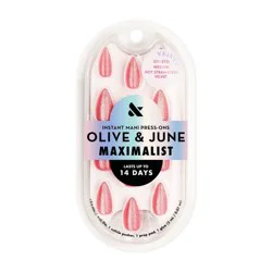 Olive & June Press-On Fake Nails - Maximalist - M Stilleto - Hot Strawberry Velvet - 42ct