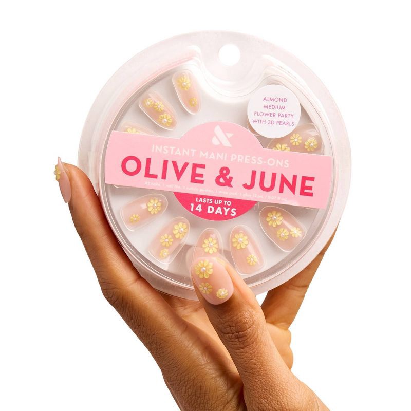 slide 2 of 5, Olive & June Press-On Fake Nails - Updated Flower Shower - 42ct, 42 ct