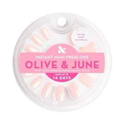 Olive & June Press-On Fake Nails - Short Round - GH Chrome - 42ct: Almond Shape, 90% Post-Consumer Recycled Plastic
