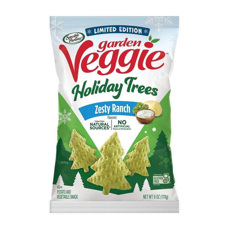 slide 1 of 4, Sensible Portions Garden Veggie Holiday Trees Zesty Ranch Chips - 6oz, 6 oz