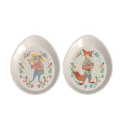 Zak Designs Zootopia 2pc Melamine Bamboo Egg Shaped Plate Set White