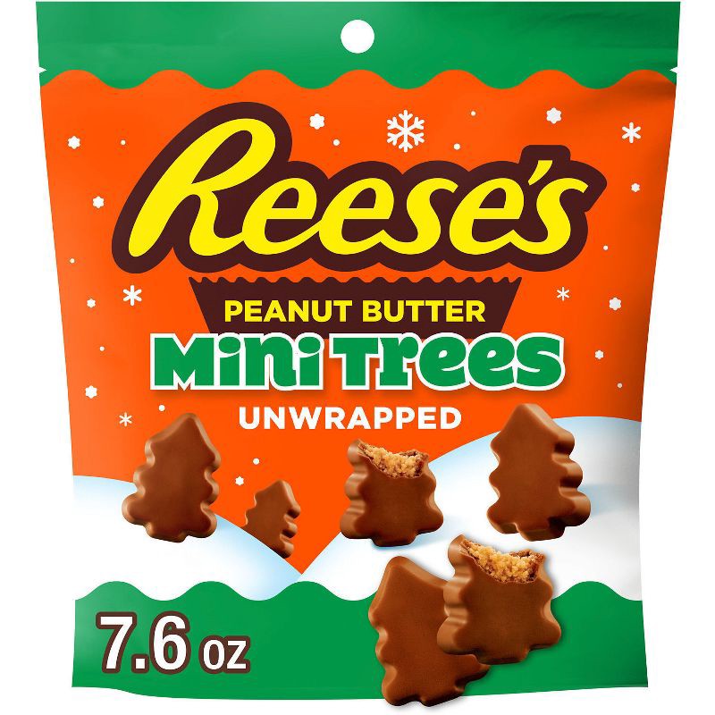 slide 1 of 7, Reese's Tiny Christmas Trees Stand Up Chocolate Pouch - 7.6oz, 7.6 oz