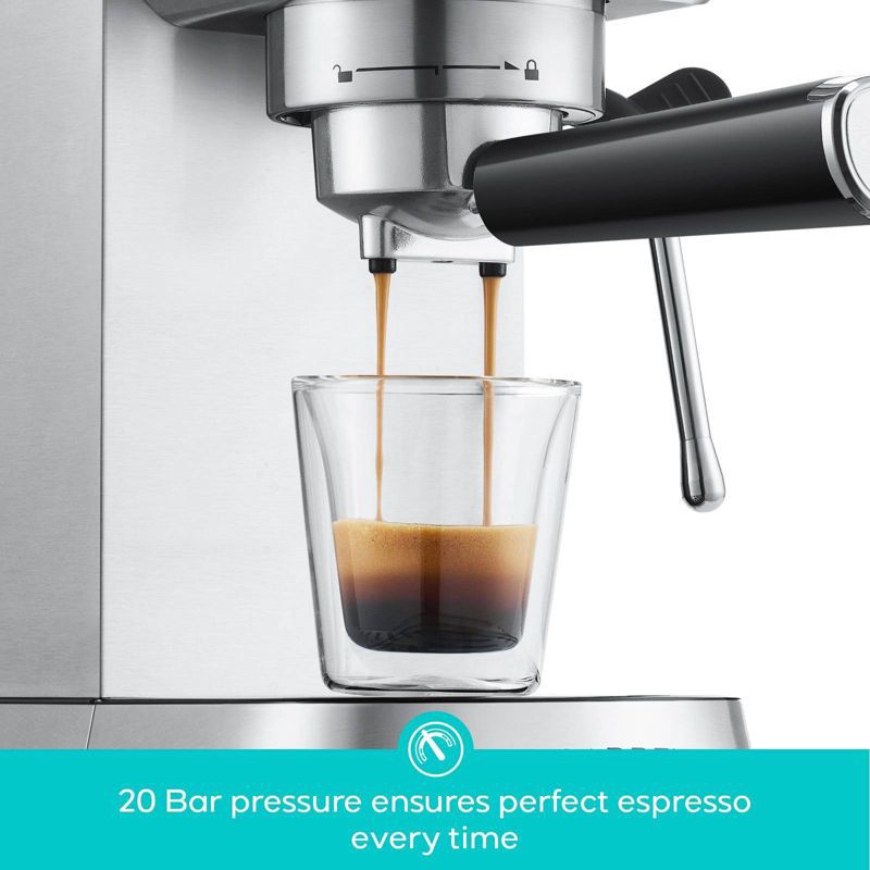 slide 3 of 7, Casabrews CM5418 20 Bar Espresso Machine and Coffee Maker with Pressure Gauge, Steam Function, 34oz Removable Water Tank Silver, 34 oz