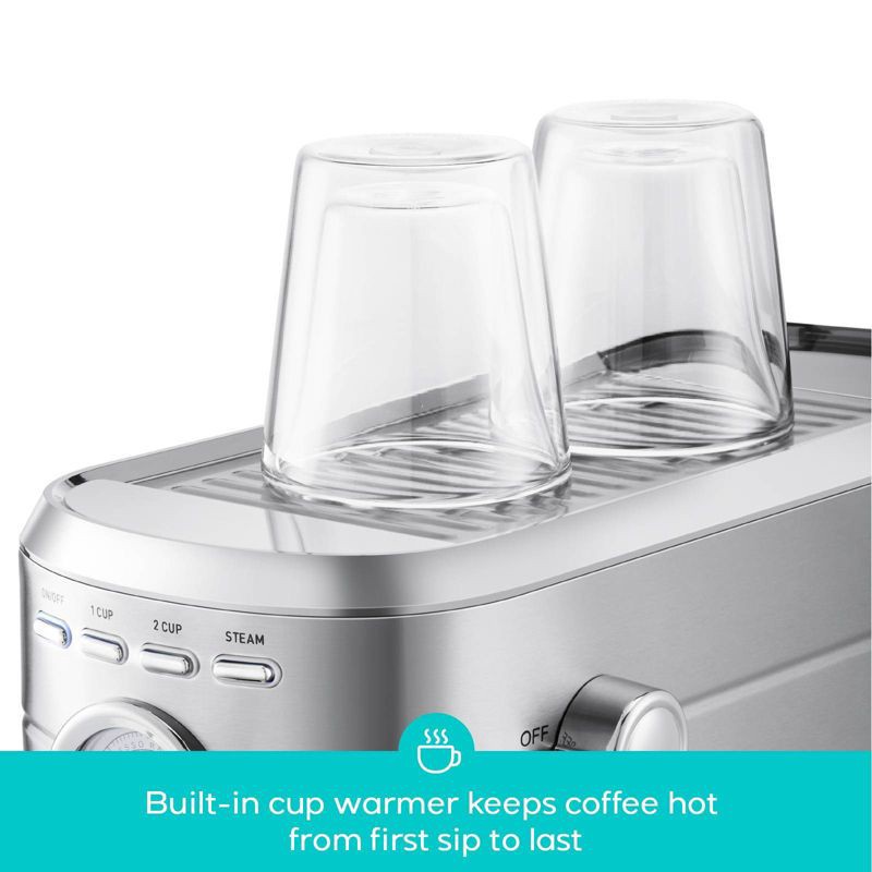 slide 6 of 7, Casabrews CM5418 20 Bar Espresso Machine and Coffee Maker with Pressure Gauge, Steam Function, 34oz Removable Water Tank Silver, 34 oz