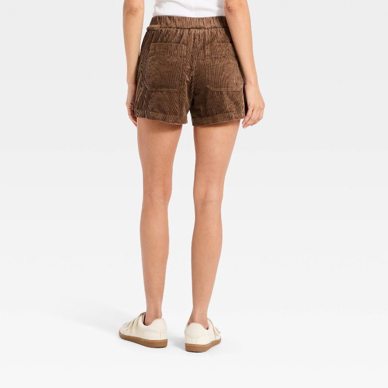 slide 3 of 3, Women's High-Rise Corduroy Pull-On Shorts - Universal Thread™ Brown XL, 1 ct