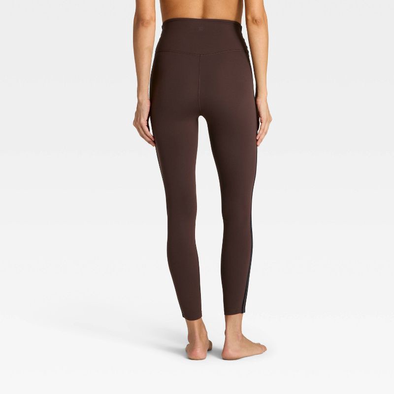 slide 2 of 5, Women's Everyday Soft High-Rise Piped 7/8 Leggings - All In Motion™ Brown M, 1 ct