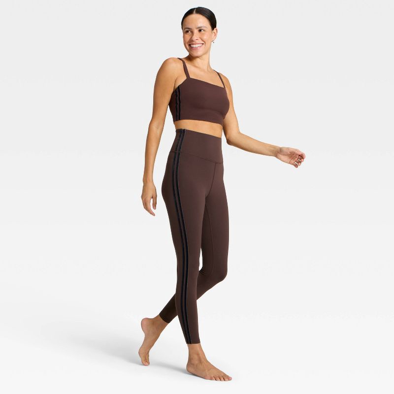 slide 3 of 5, Women's Everyday Soft High-Rise Piped 7/8 Leggings - All In Motion™ Brown M, 1 ct