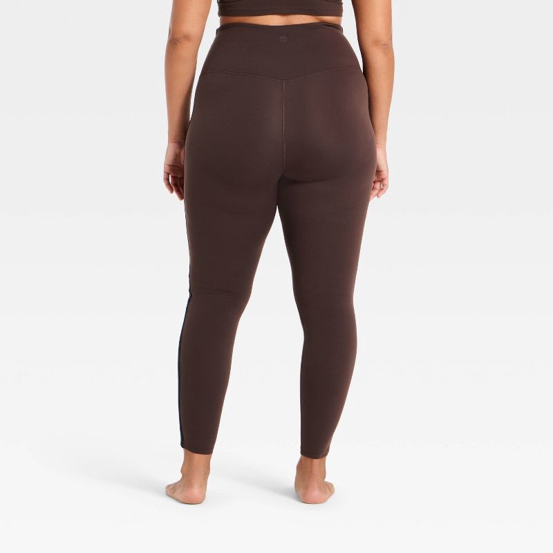 slide 5 of 5, Women's Everyday Soft High-Rise Piped 7/8 Leggings - All In Motion™ Brown M, 1 ct