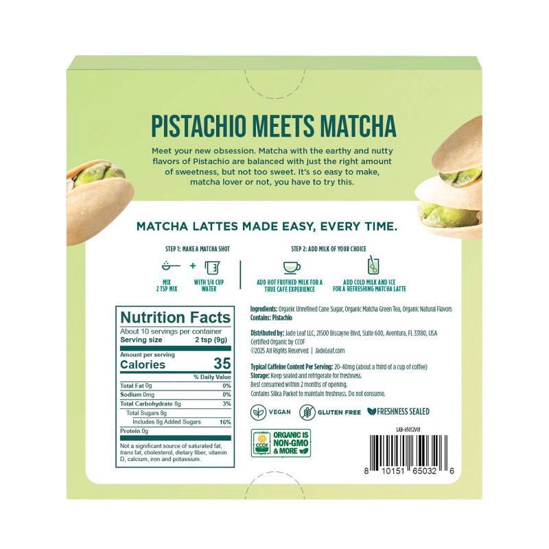 slide 2 of 7, Jade Leaf Matcha Pistachio Matcha Latte Mix - 3.2oz, 3.2 oz