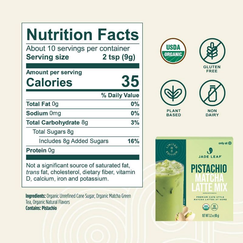 slide 5 of 7, Jade Leaf Matcha Pistachio Matcha Latte Mix - 3.2oz, 3.2 oz