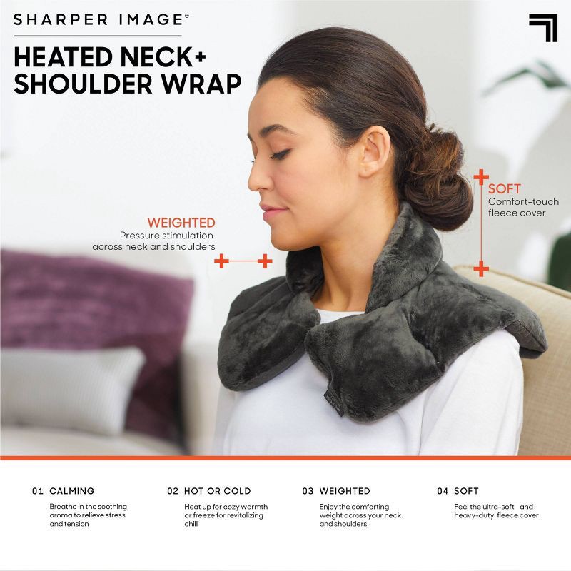 slide 2 of 8, Sharper Image Heated Neck and Shoulder Wrap, 1 ct