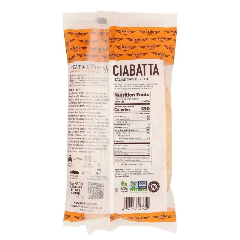 slide 2 of 5, Izzio Artisan Bakery Take & Bake Ciabatta Sourdough Bread - 14oz, 14 oz