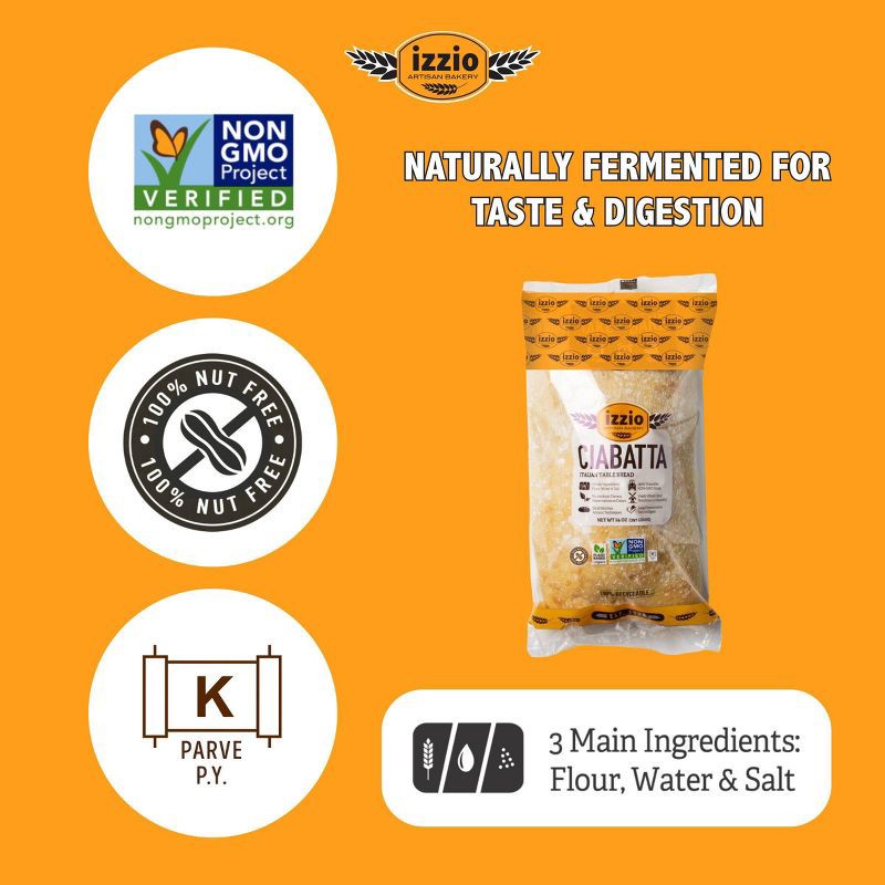 slide 4 of 5, Izzio Artisan Bakery Take & Bake Ciabatta Sourdough Bread - 14oz, 14 oz