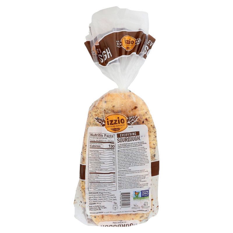 slide 2 of 5, Izzio Artisan Bakery Everything Sourdough Sliced Batard Bread - 24oz, 24 oz