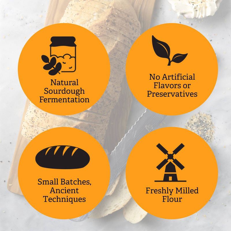 slide 5 of 5, Izzio Artisan Bakery Everything Sourdough Sliced Batard Bread - 24oz, 24 oz