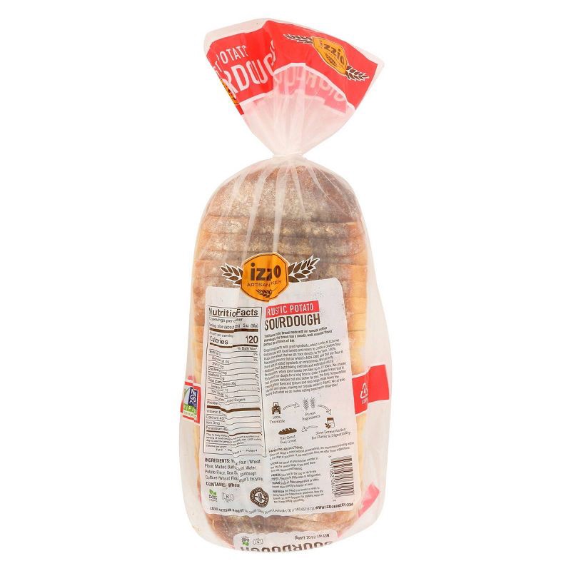 slide 2 of 5, Izzio Artisan Bakery Rustic Potato Sourdough Sliced Batard Bread - 24oz, 24 oz