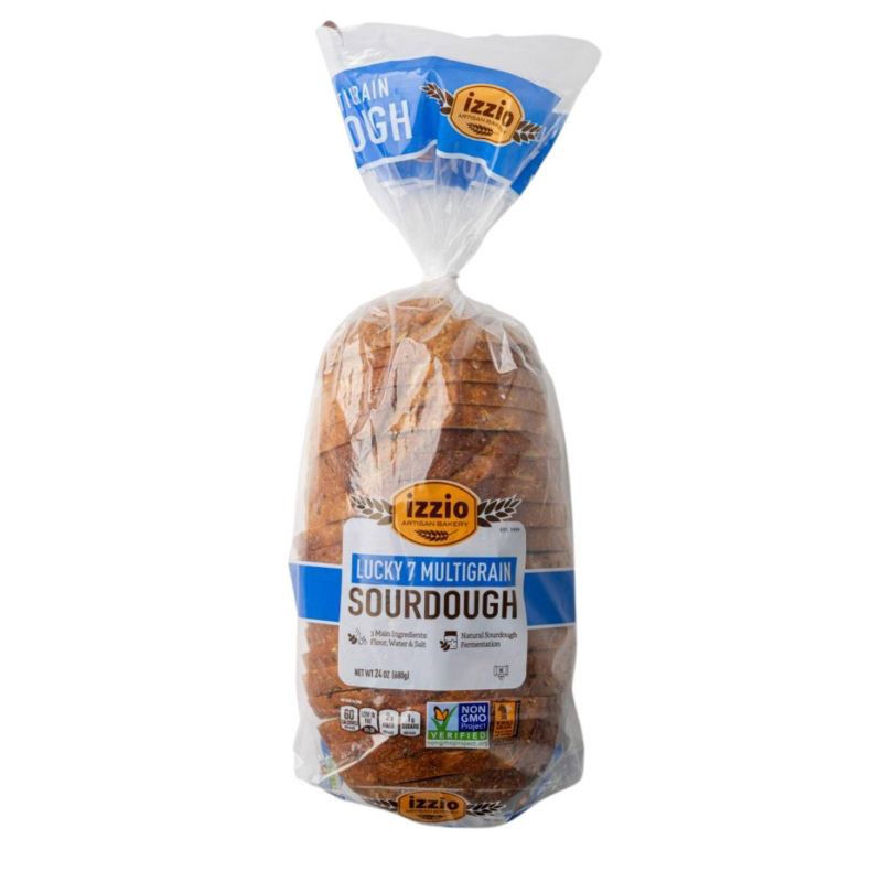 slide 1 of 5, Izzio Artisan Bakery Lucky 7 Multigrain Sourdough Sliced Batard Bread - 24oz, 24 oz