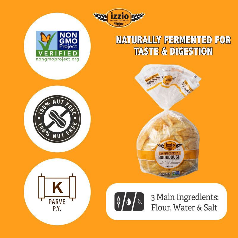 slide 4 of 5, Izzio Artisan Bakery San Francisco Style Sourdough Sliced Boule Bread - 24oz, 24 oz