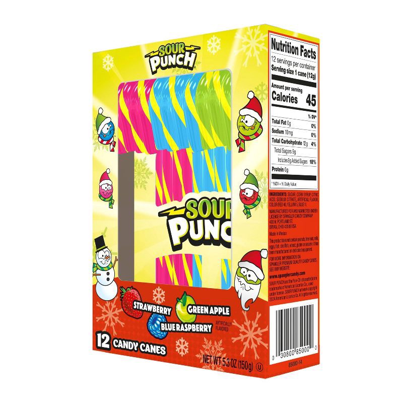 slide 2 of 10, Sour Punch Christmas Candy Canes - 5.3oz / 12ct, 5.3 oz, 12 ct